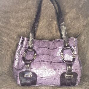 Sag Harbor Lavender Croc-Embossed Shoulder Bag